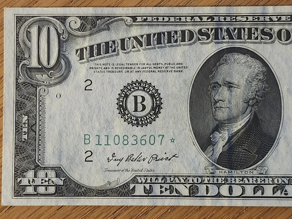 1950 A $10 "STAR NOTE" NEW YORK DISTRICT B11083607* - Image 3 of 4