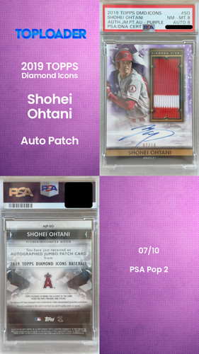 2019 Topps Diamond Icons - Shohei Ohtani - Purple - 07/10 - Patch/Auto - PSA 8