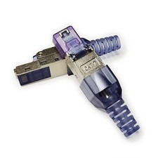 CAT7 Ethernet RJ45 Connectors, Tool Free Shielded Punch Down End of Blue