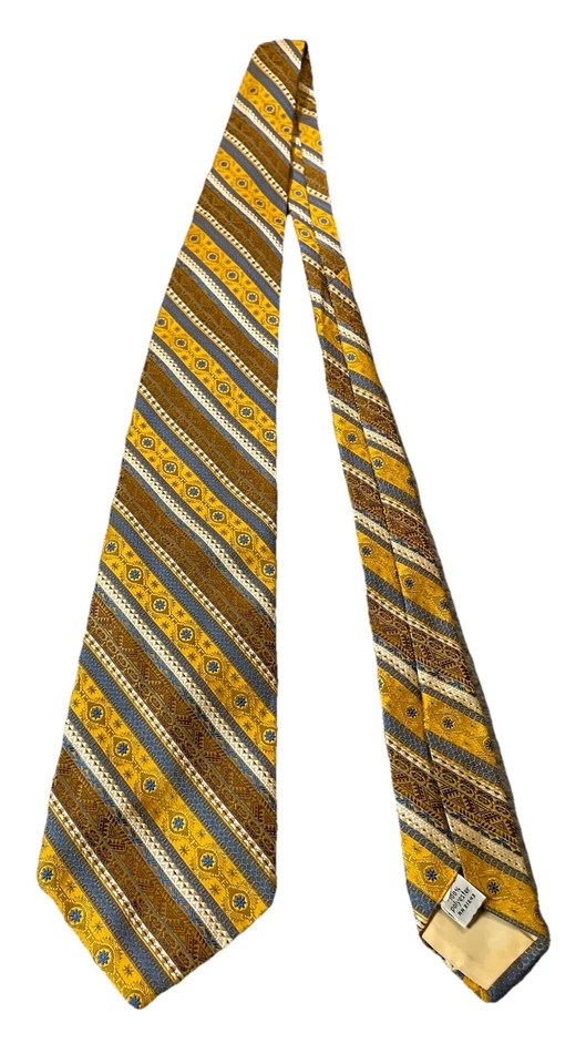 Corbata para el cuello ACWA Union Made Ford’s The Roost amarilla beige a rayas clásica de 1950 Foto 2 de 4