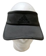 Adidas AeroReady Tennis Visor Hat Cap Gray Black Logo Adjustable Golf Running