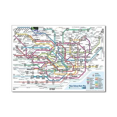 Japan Tokyo Subway Route Map Posters Wall Art Canvas Prints