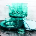 Teal Plastic Outdoor Entertain Dishes/Plates/Cups - 13 Piece Set plus 4 Napkins — photo 1