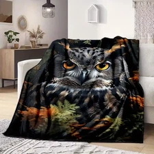 Classic Owl Print Blanket 60*80'' Flannel Throw Blanket - Ultra-Soft Blanket