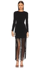 ALICE + OLIVIA KATHERINA LONG SLEEVE FRINGE DRESS -Black Size 8 Retail $550, NWT