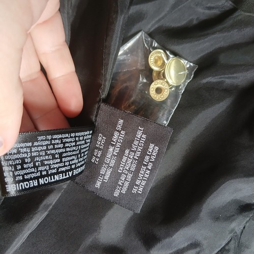 Cole Haan schwarze Lederjacke Damen L echtes Lammleder klassisch minimalistisch - Bild 4 von 12