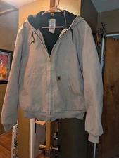 VTG Carhartt  Jacket Mens L  Sandstone J25 SDL Lined Hooded Canvas