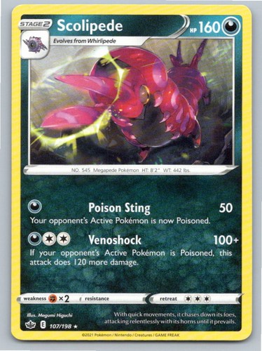 2021 POKEMON SCOLIPEDE CHILLING REIGN 107/198 R NM A58709 FREE S&H