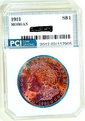 1921 Gem BU +++ Exceptional Rainbow Color Toned Monster Morgan Dollar