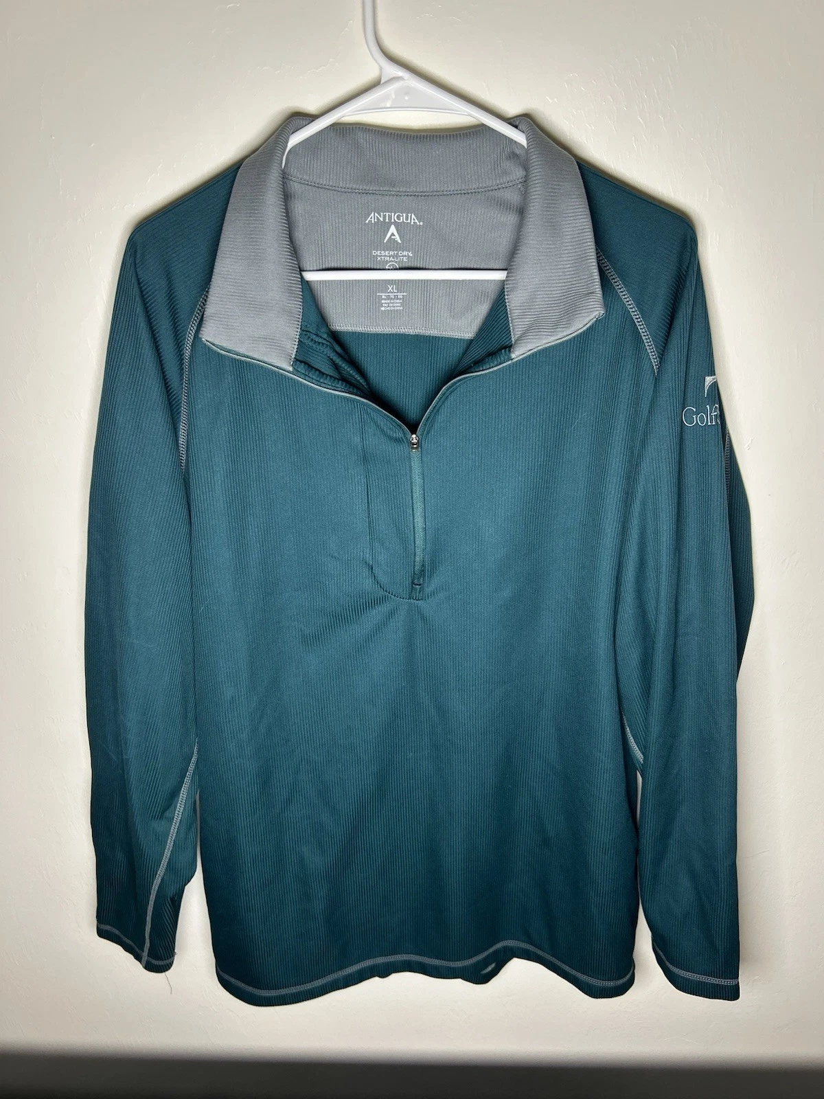 Antigua Desert Dry XL Quarter Zip Golf Pullover Teal Polyester Lightweight Y2K - product detail image 1