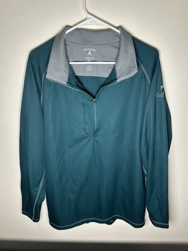 Antigua Desert Dry XL Quarter Zip Golf Pullover Teal Polyester Lightweight Y2K video thumbnail