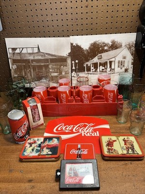 Huge Coca-Cola Collectibles Lot Memorabilia Glasses Tray Advertising Mixed