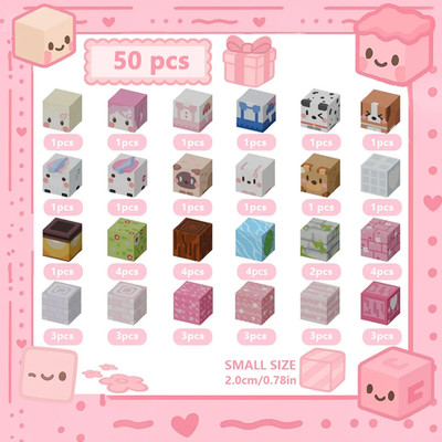 Magnetic Building Blocks Mine World Magnet Pink Girly Heart Blossom Cave Plant Z