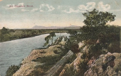 DSWA AK am Omaruru River mit Bahnlinie, ungelaufen - Bild 1 von 2