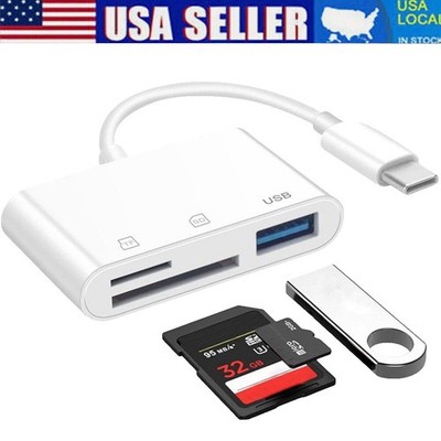 USB-C SD/TF Card Reader for iPhone 16 iPad Mac Laptop, High-Speed Data Transfer 