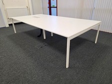 Boardroom White Office Table Rectangular Meeting Bench Desk with Cable Port