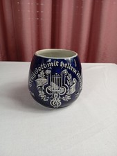 Vintage Wick Werke Krug Steingut Keramikbecher Blau "Grüß Gott mit hellem Klang"
