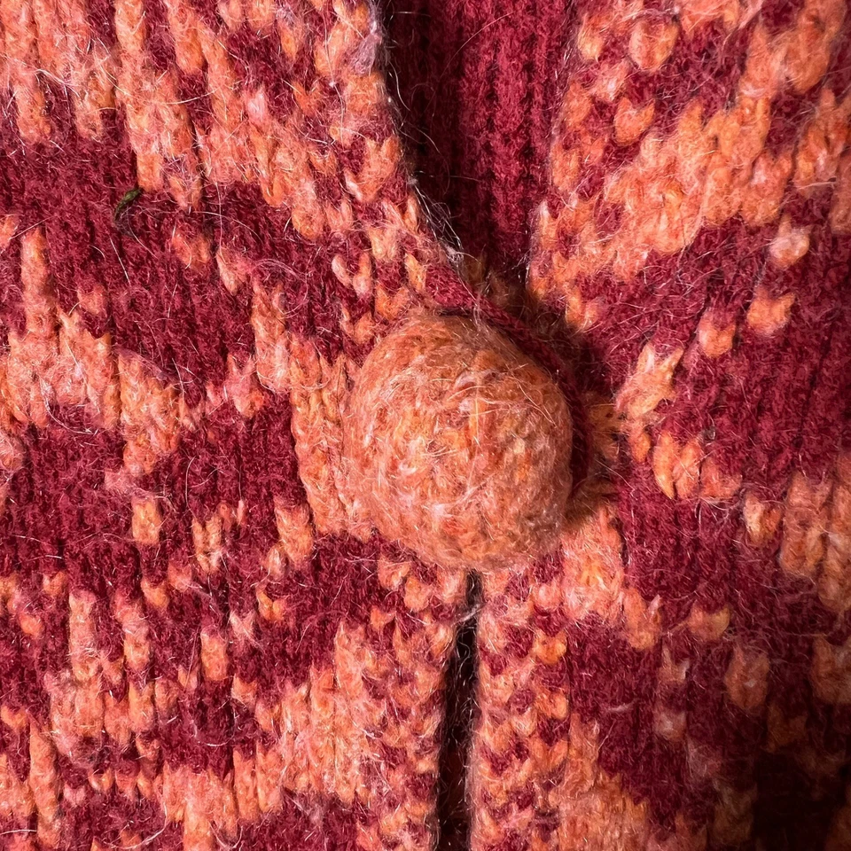 Cárdigan Oilily Para Mujer S Mohair Italiano Lana Tejido Suéter Naranja Floral Grueso Foto 4 de 4