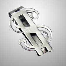 1pcs Stainless Steel Money Wallet Clips Dollar Sign Shape Banknote Clips Metal