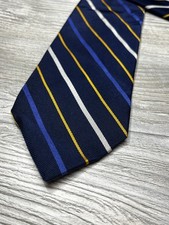 Lauren Ralph Lauren 100 Silk Men  s REPP Neck-Tie Navy Striped pattern