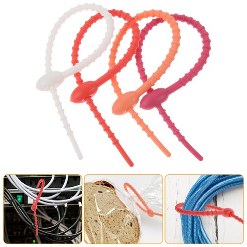 10 Pcs Multifunctional Tie Silicone Cable Straps Bread Ties Reusable