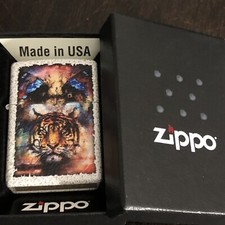 Zippo Windproof White Mercury Glass Bengal Tiger Lighter, New In Box 2021