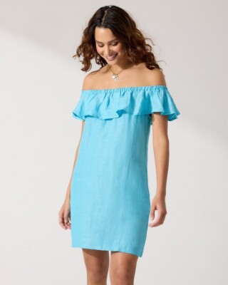 NEW Tommy Bahama Blue Linen Blend Off Shoulder Dress with Pockets Size XS | eBay NEW Tommy Bahama Blue Linen Blend Off Shoulder Dress with Pockets Size XS | eBay