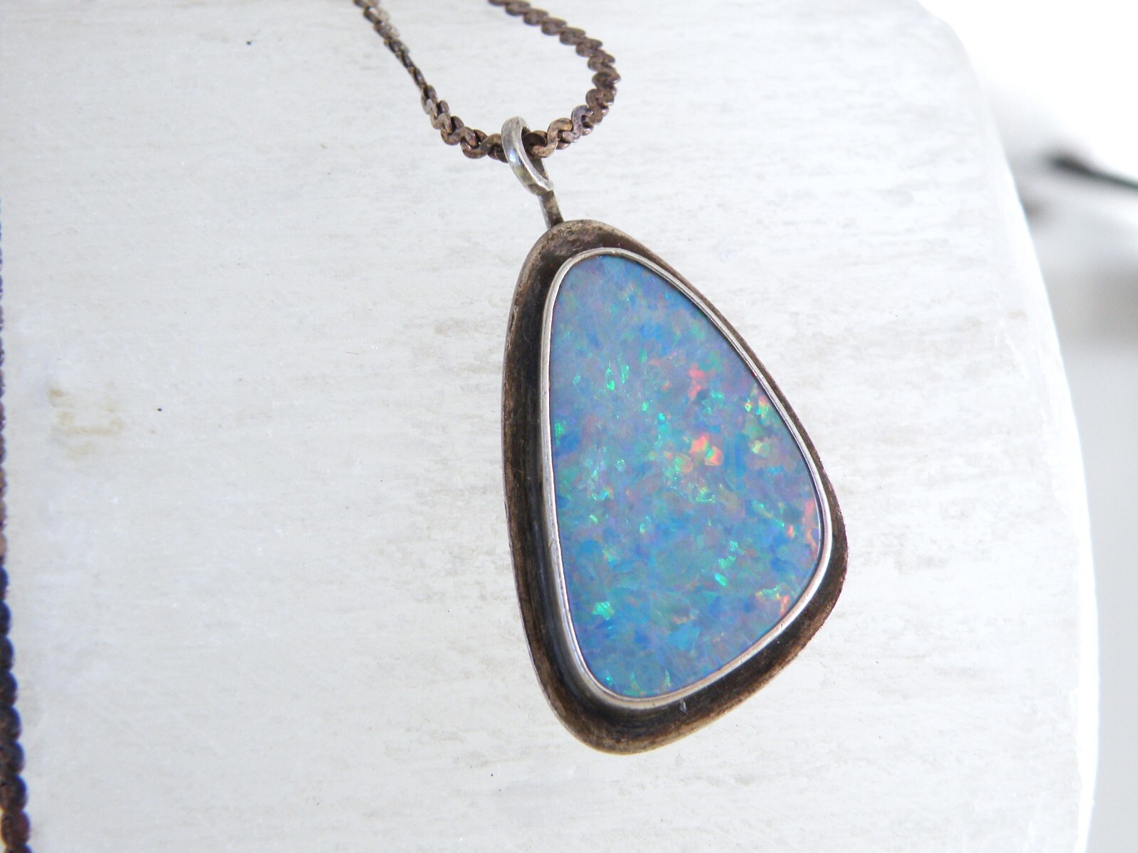 Vintage Sterling Silver 925 Opal Artist Signed Ricko Pendant Necklace eBay