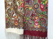 Scarf Traditional Ukrainian Fringed Shawl with Fringe Floral Folk Slavic shawl