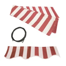 ALEKO Fabric Replacement For 8x6.5 Ft Retractable Awning Red and White Color