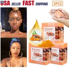3PCS Tumeric Soap Skin Whitening Dark Spots lightening Acne Brightening Turmeric