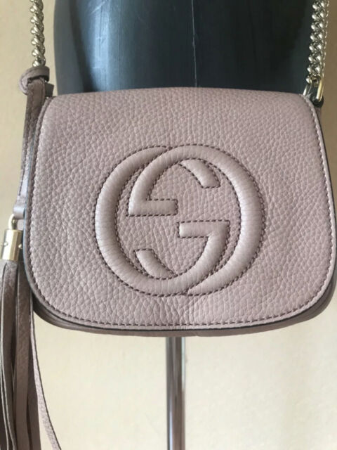Gucci Soho Disco Authentic Flap Crossbody Bag Rose Pink Mayve Gold Chain | eBay