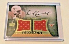 EARL CAMPBELL TEXAS 2013 UD QUANTUM GAME USED DUAL JERSEY AUTO 10/15 SIGNED CARD