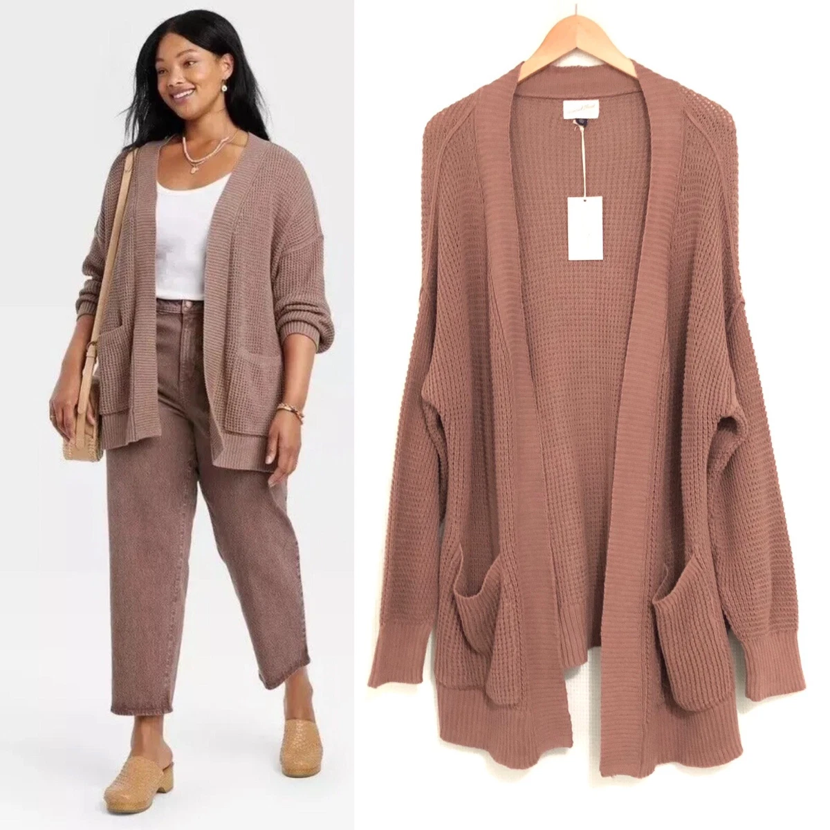 NWT Universal Thread Taupe Open Front Knit Cardigan Sweater