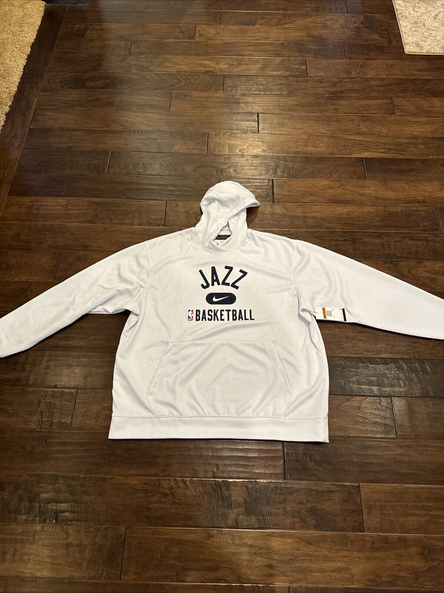 Nike NBA Utah Jazz Team Issue Center Swoosh Hoodie White Gray Navy