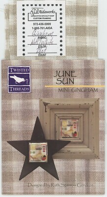 Twisted Threads June Sun Mini Gingham Sterling Silver Charm Linen Cross Stitch