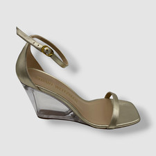 Stuart Weitzman Women's Gold Nudistcurve Metallic Sandals Shoes Size 11