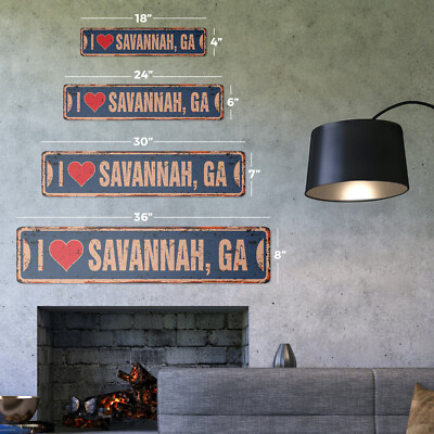I LOVE SAVANNAH GEORGIA Vintage Street Sign ga city state us wall