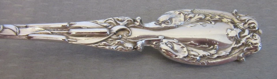art nouveau Whiting Sterling Silver 1900 Dolphin Cattail Berry Serving Spoon - Image 3 of 4