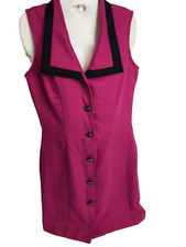 Vintage La Belle Office Siren Dress Magenta Colorblock 80s 90s USA Juniors Sz 7