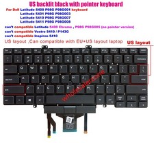 New US Pointer Backlit keyboard for Dell Latitude 5400 5401 5410 5411 03J9FC