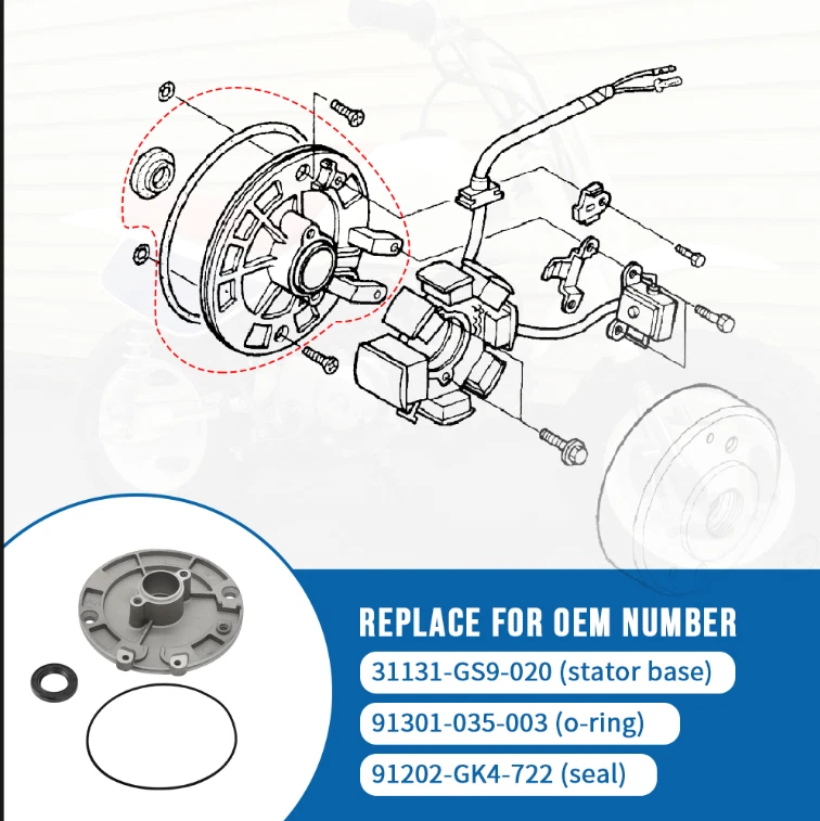 Juego de bobinas y placas base de generador Magneto para Honda CRF50F 70F Z50R XR50R Foto 4 de 4