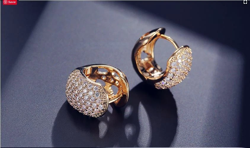 1/2ct Pave Set Moissanite Women Huggie Hoop Earrings 14K Pink Gold Plated Silver - Image 2 of 2