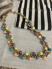 Lele Sadoughi Pastel Beads  Beaded Link Adjustable Necklace Gold Tone Choker