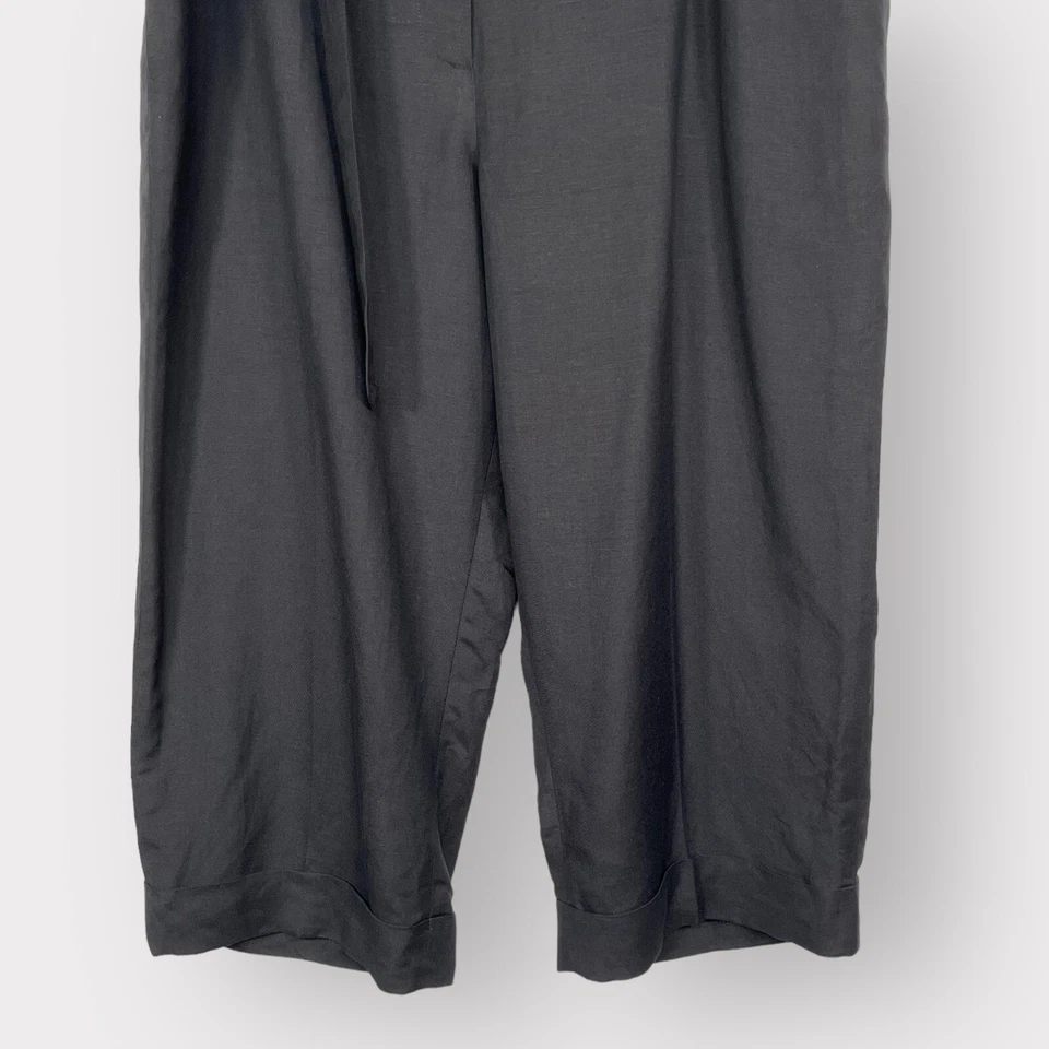 泛特学短礼服裤子女式 20W 黑色内衬腰带口袋亚麻混纺 — 第 4/4 张图片