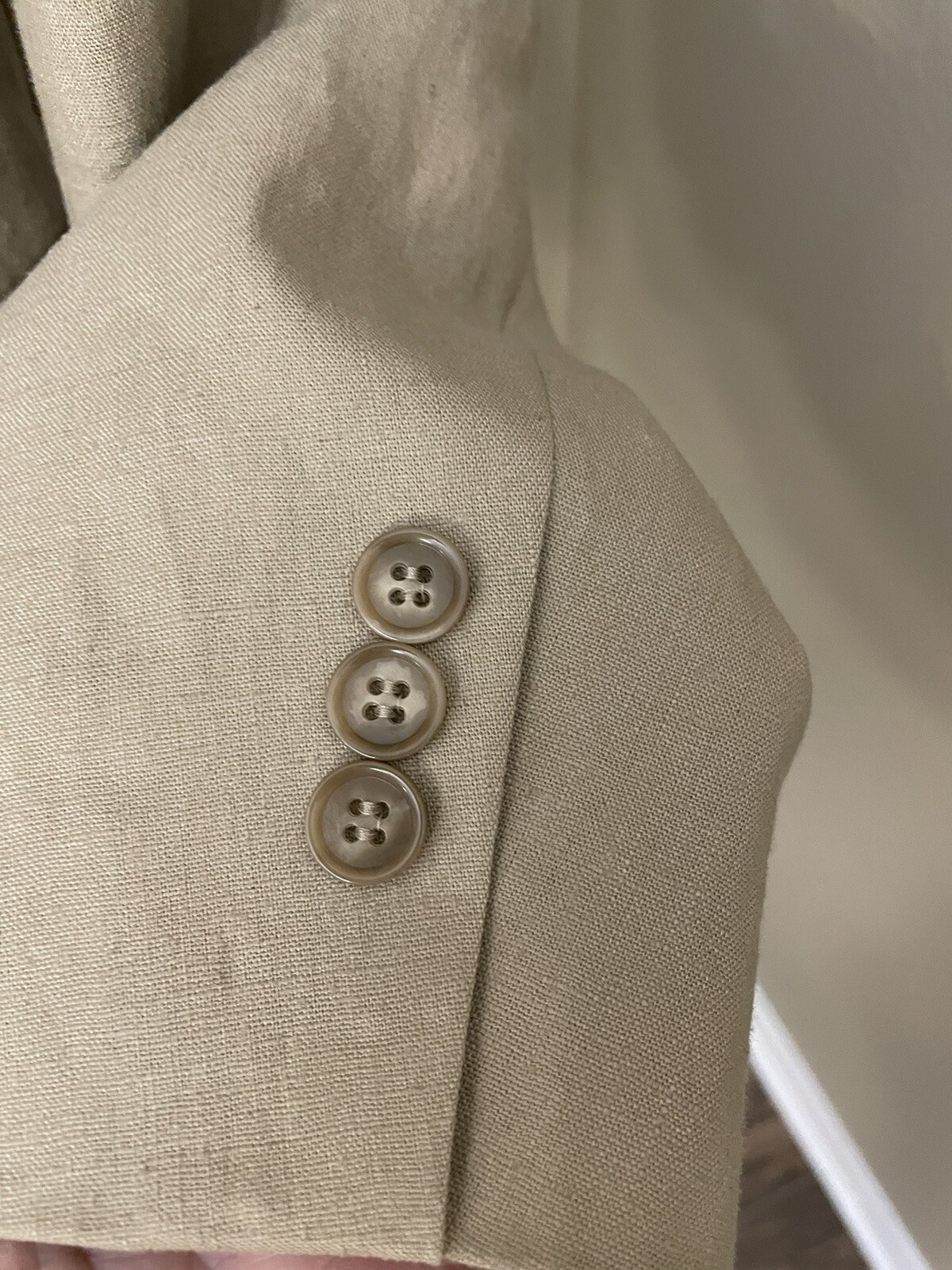 Oak Creek Dillards 44L 3 Button Beige Linen Blend Jacket Blazer Sport Coat  