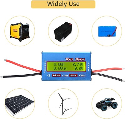 AMTOVL DC Power Analyser 60 V/100 A Watt Meter LCD Hintergrundbeleuchtung RC Heli Akku Power A