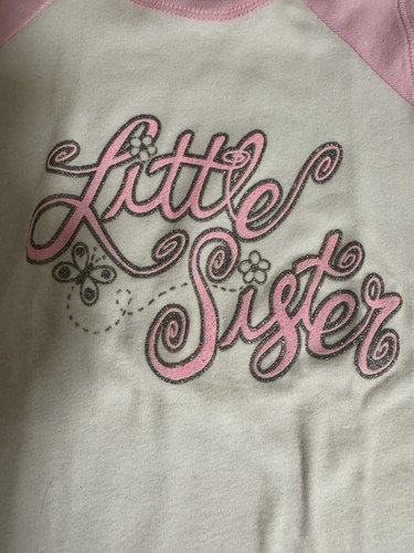 Adorable Originals Med (6 Approx) Little Sister Pink & White T-shirt NWT USA - Picture 2 of 5