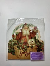 The Gifted Line Santa Claus Holly Dog Basket Card Box John Grossman 1989 NEW