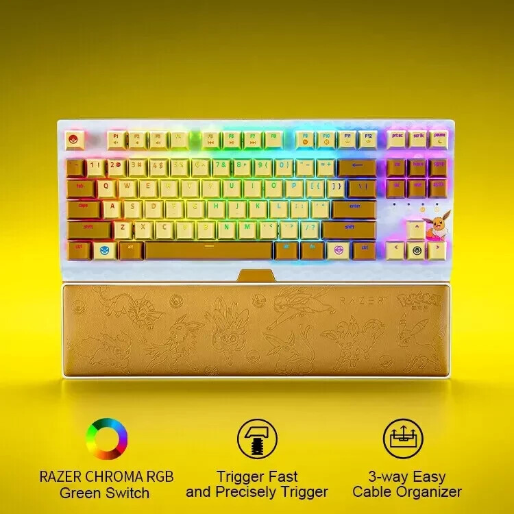 Razer ポケモンキーボード　【イーブイver】 Razer、ピカチュウとイーブイが描かれたポケモンコラボ